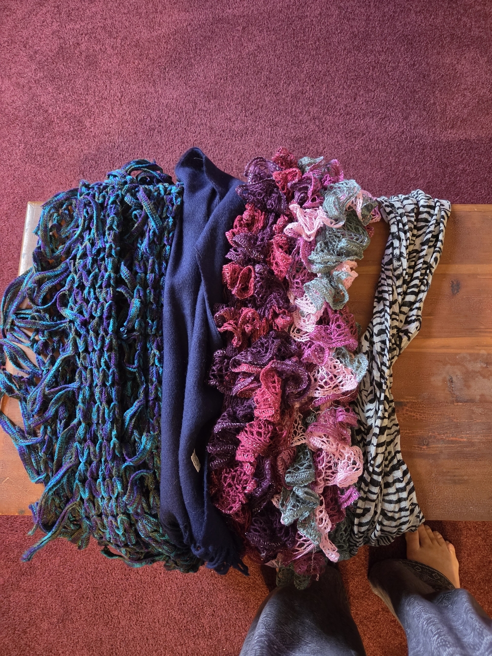 Mixed-Color Women's Scarf Set - Pink, Purple, Navy, Teal, Black & White